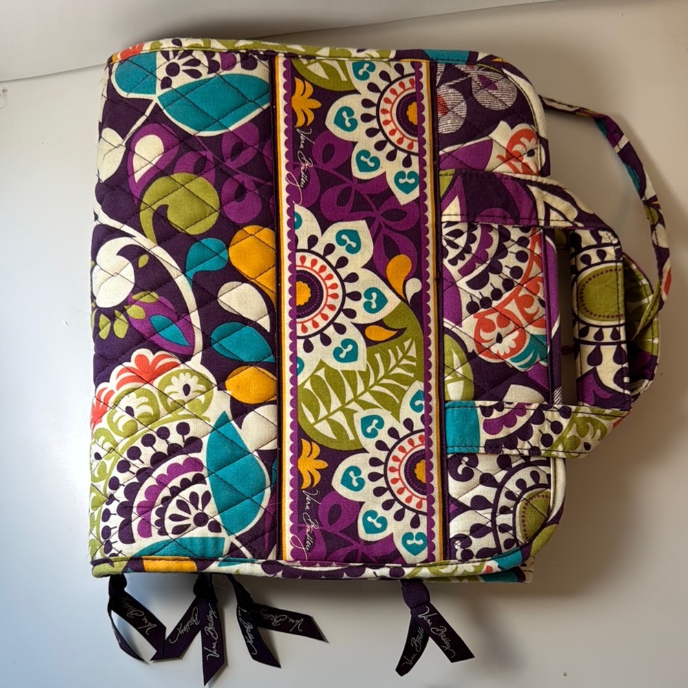 Vera Bradley Purple and Green Quilted Cosmetic Bag